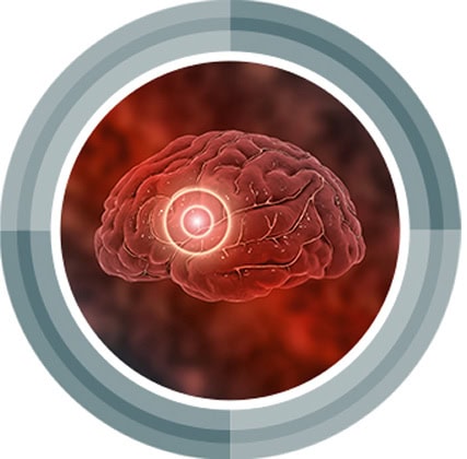 Illustration of a brain with a target